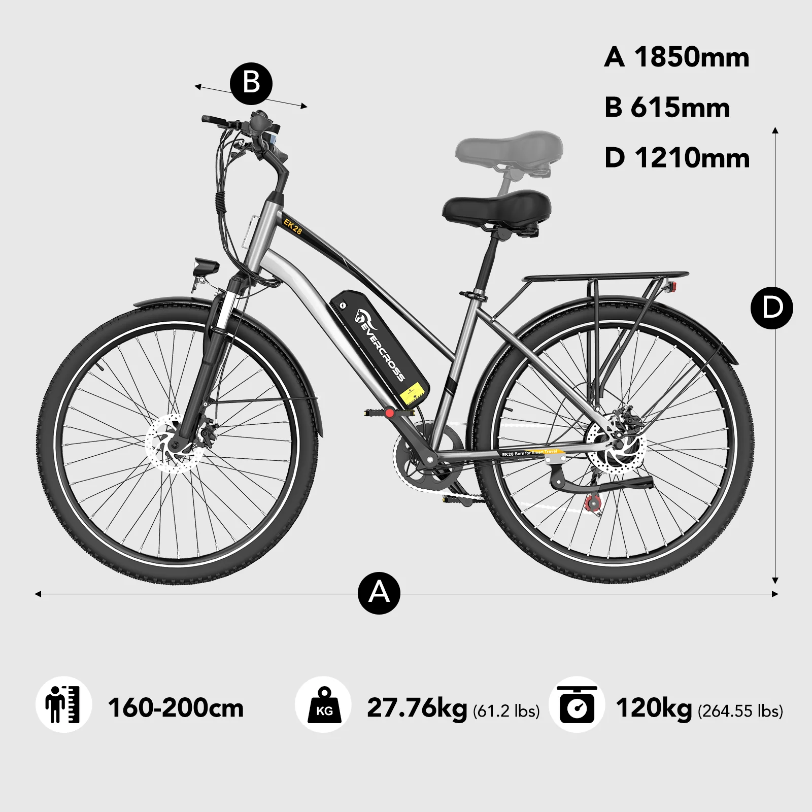 EVERCROSS 28-Zoll-Reifen-Elektrofahrrad - Image 12