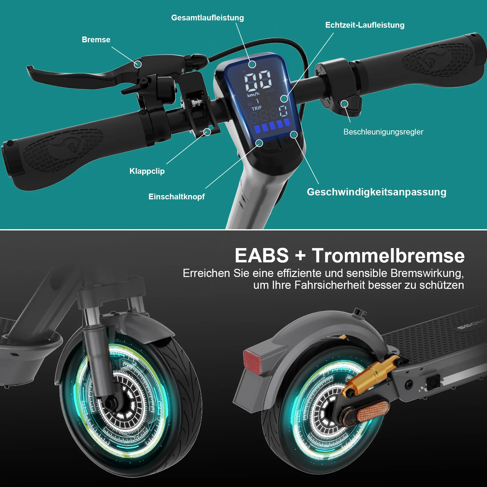 EVERCROSS EV10S MAX ABE Faltbarer Elektroroller-Upgrade - Image 14