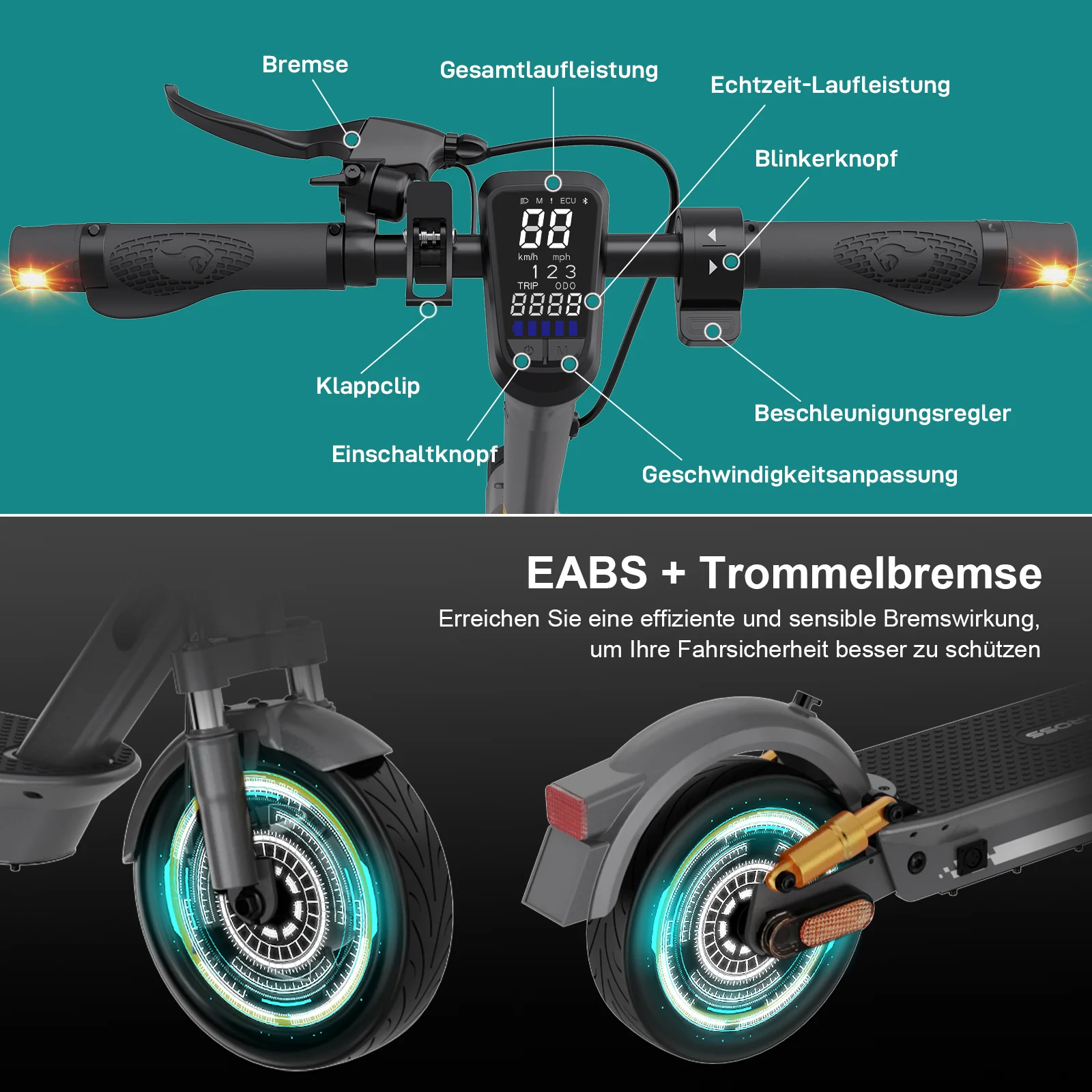 EVERCROSS EV10S MAX ABE Faltbarer Elektroroller-Upgrade - Image 5