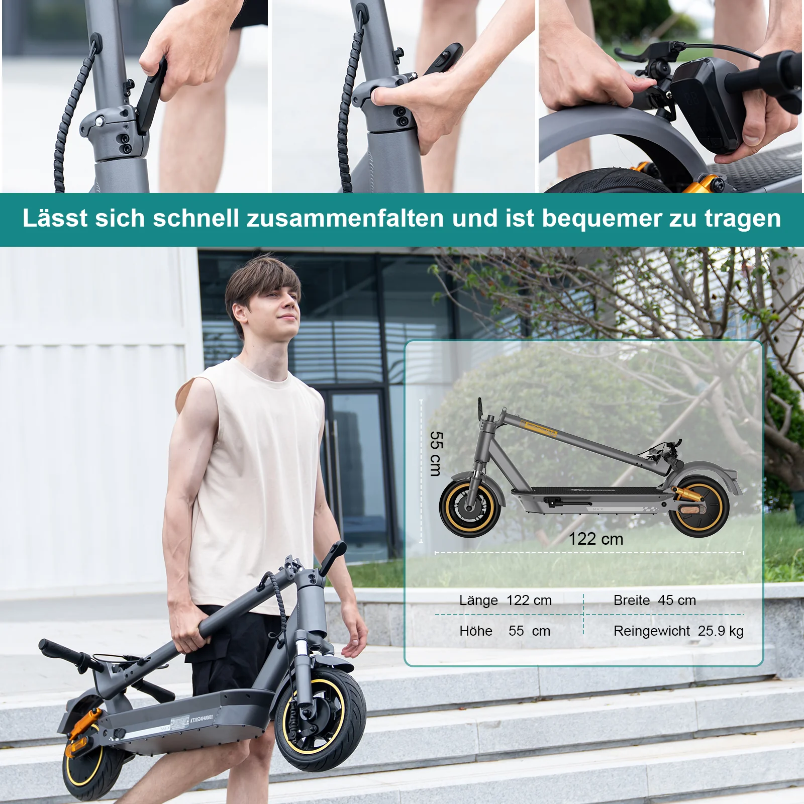 EVERCROSS EV10S MAX ABE Faltbarer Elektroroller-Upgrade - Image 9