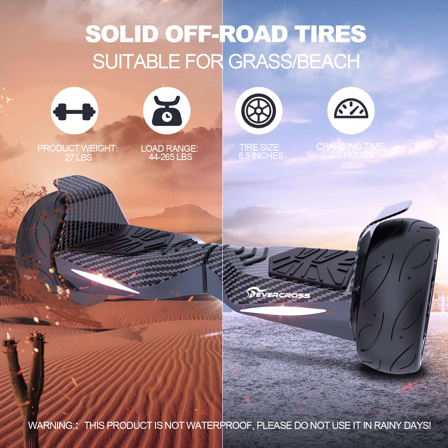 EVERCROSS EV5 8,5" Offroad-Hoverboard, Geländetaugliches Hoverboard - Image 6