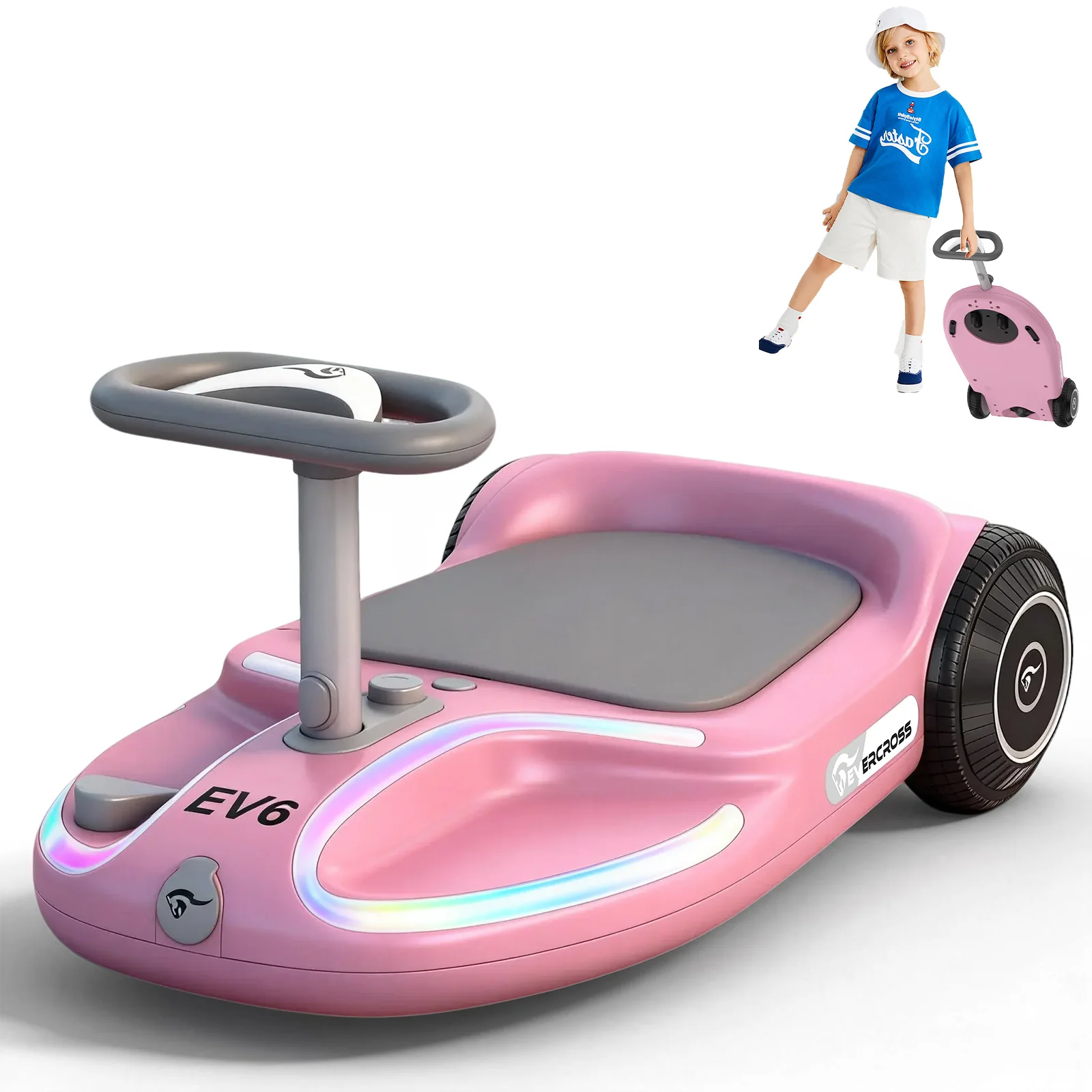 EVERCROSS EV6 Elektrofahrzeug für Kinder, Vier-in-Eins-Schaukelauto mit Pedalen - Image 3