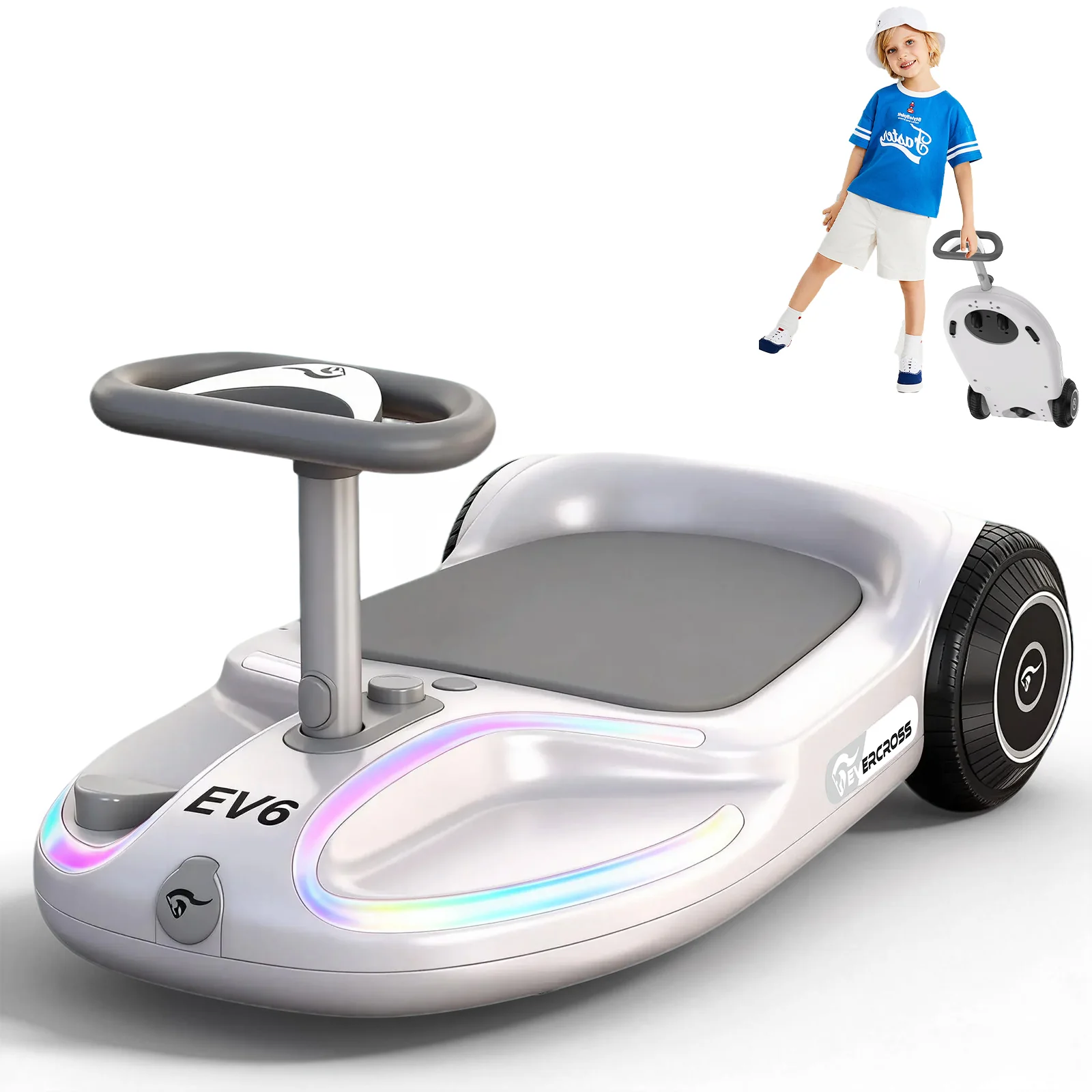 EVERCROSS EV6 Elektrofahrzeug für Kinder, Vier-in-Eins-Schaukelauto mit Pedalen - Image 4