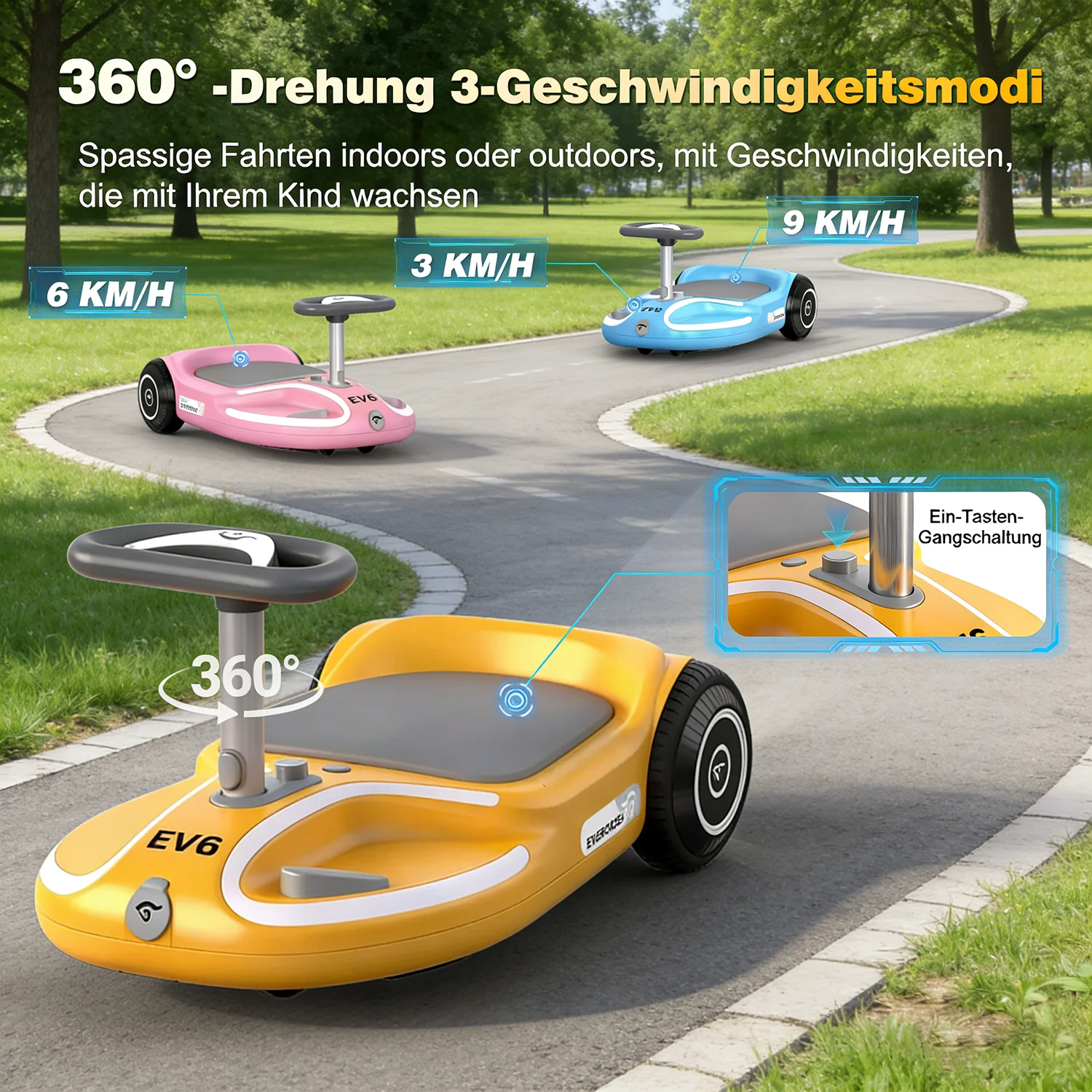 EVERCROSS EV6 Elektrofahrzeug für Kinder, Vier-in-Eins-Schaukelauto mit Pedalen - Image 6