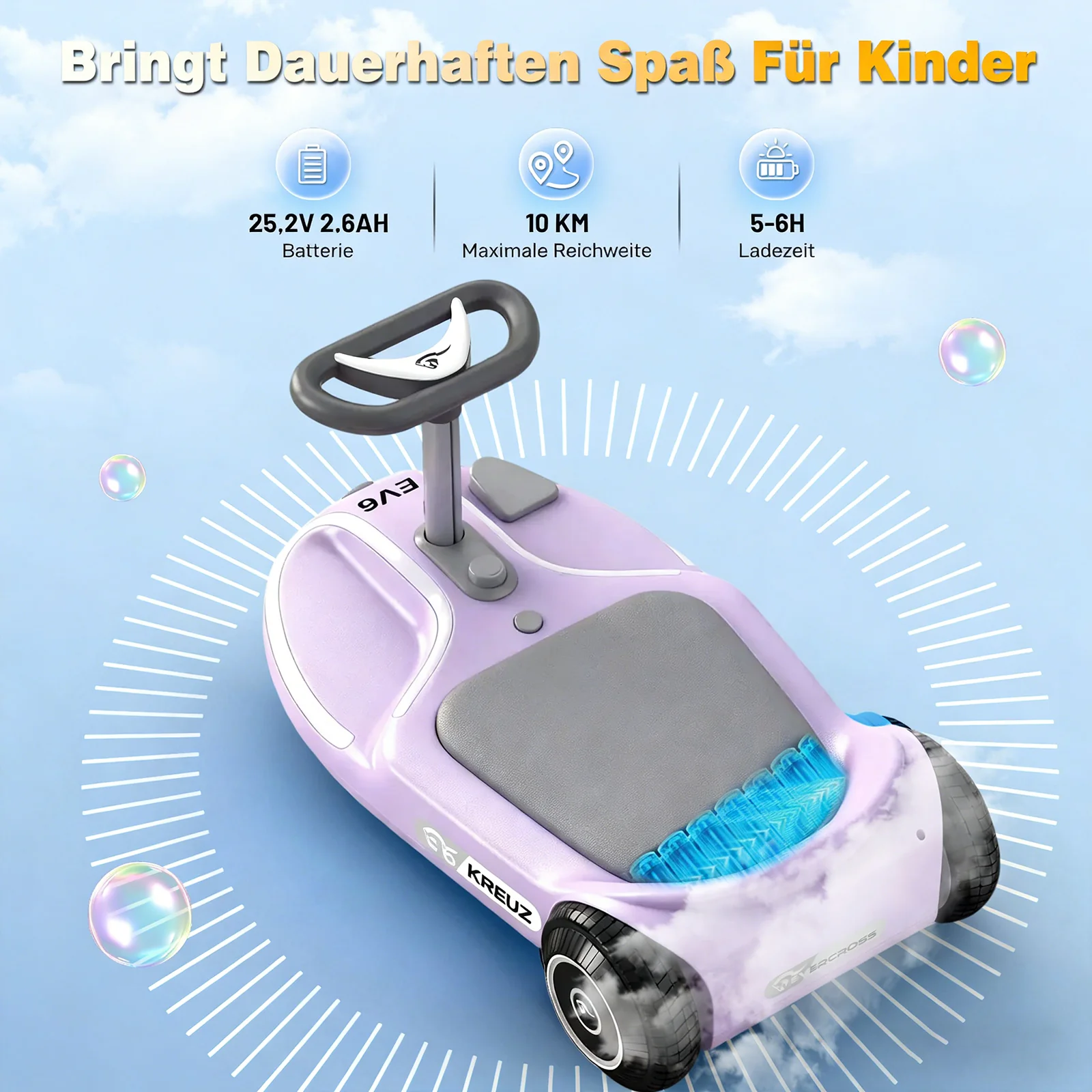 EVERCROSS EV6 Elektrofahrzeug für Kinder, Vier-in-Eins-Schaukelauto mit Pedalen - Image 8