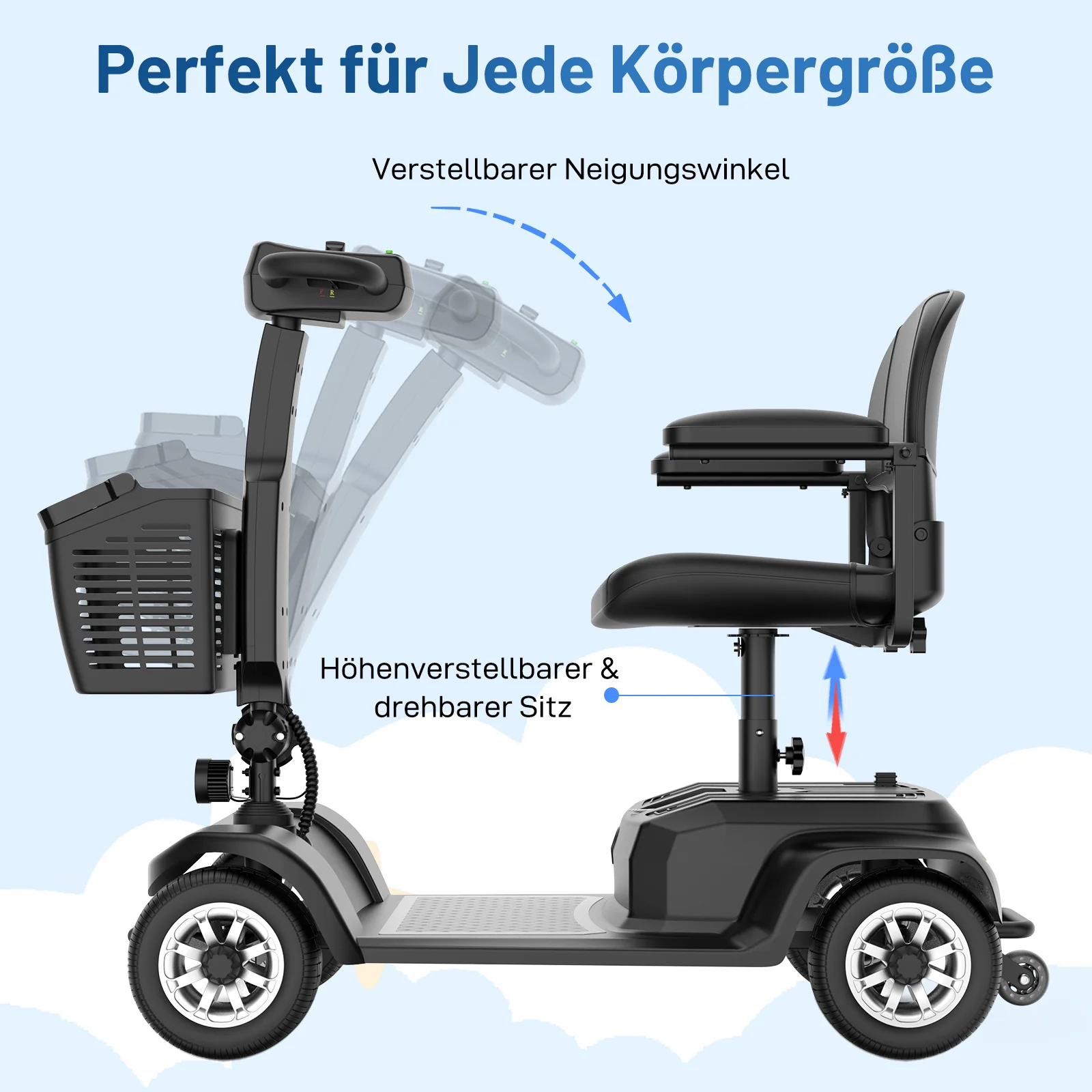 EVERCROSS L6 Elektromobil – faltbar, 4-Rad, mit Korb - Image 7